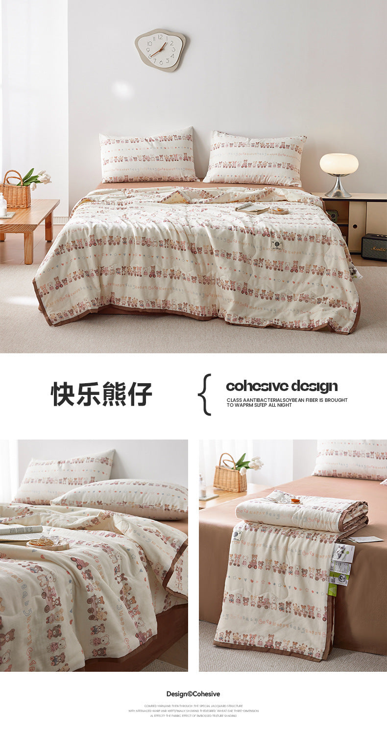 Cotton Double-Layer Yarn Summer Blanket Children's Summer Air-Conditioning Thin Duvet